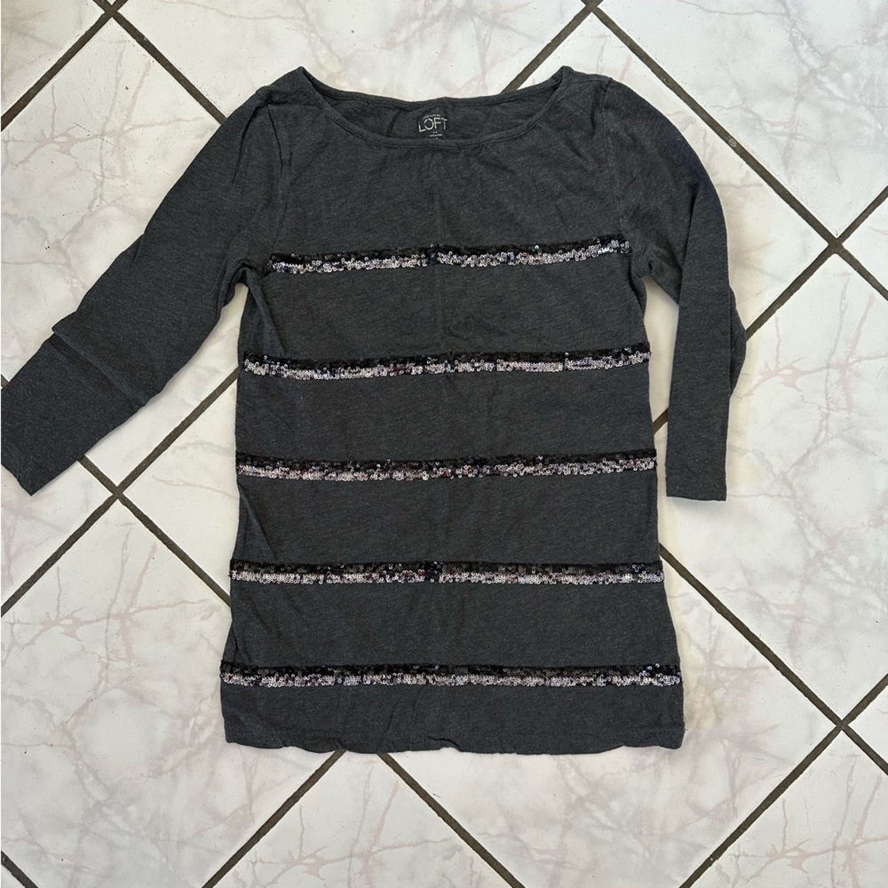 Ann taylor striped sequin sweater